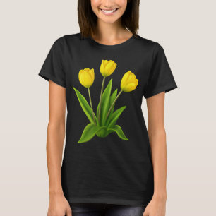 Yellow Watercolor Tulip Floral Blume Bouquet Spri T-Shirt