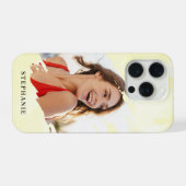 Yellow Watercolor Wash Personalized Photo and Name iPhone Hülle (Rückseite (Horizontal))