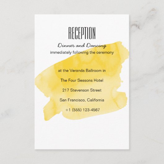 Yellow Watercolor Wash Wedding Card Begleitkarte (Vorderseite)