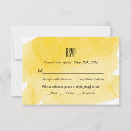 Yellow Watercolor Wash Wedding RSVP Card Karte