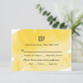 Yellow Watercolor Wash Wedding RSVP Card Karte (Stehend Vorderseite)
