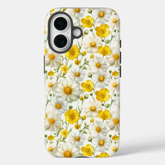 Yellow Watercolor Wildflower Pattern Case-Mate iPhone Hülle (Rückseite)