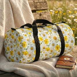 Yellow Watercolor Wildflower Pattern  Duffle Bag