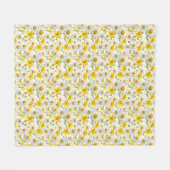 Yellow Watercolor Wildflower Pattern Fleecedecke (Vorderseite (Horizontal))