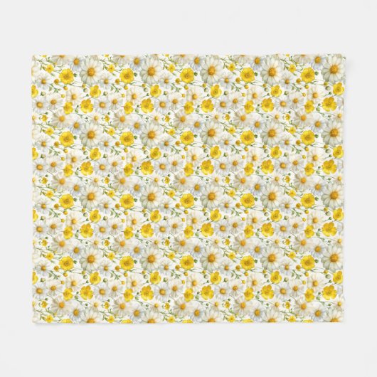 Yellow Watercolor Wildflower Pattern  Fleecedecke (Vorderseite (Horizontal))