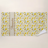 Yellow Watercolor Wildflower Pattern Name Strandtuch (Vorderseite)