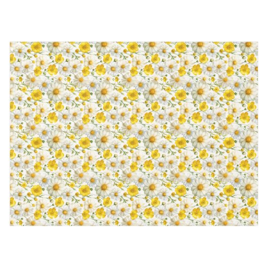 Yellow Watercolor Wildflower Pattern  Tischdecke (Vorderseite (Horizontal))