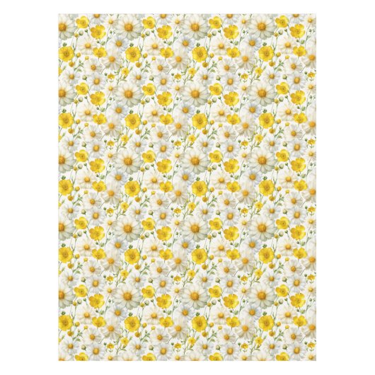 Yellow Watercolor Wildflower Pattern  Tischdecke (Vorderseite)