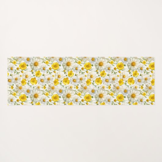 Yellow Watercolor Wildflower Pattern  Yogamatte (Rückseite (Horizontal))