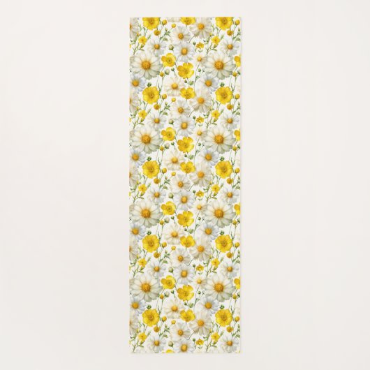 Yellow Watercolor Wildflower Pattern  Yogamatte (Rückseite)