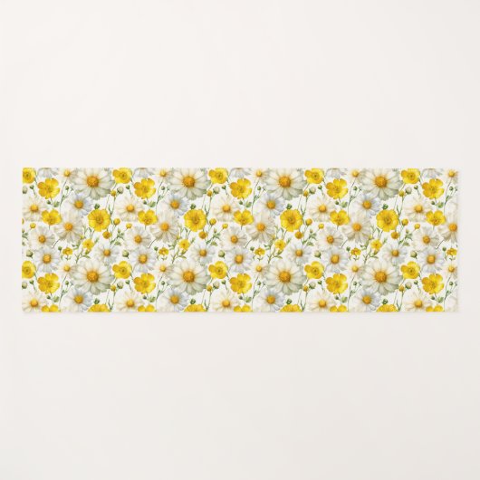 Yellow Watercolor Wildflower Pattern  Yogamatte (Vorderseite (Horizontal))