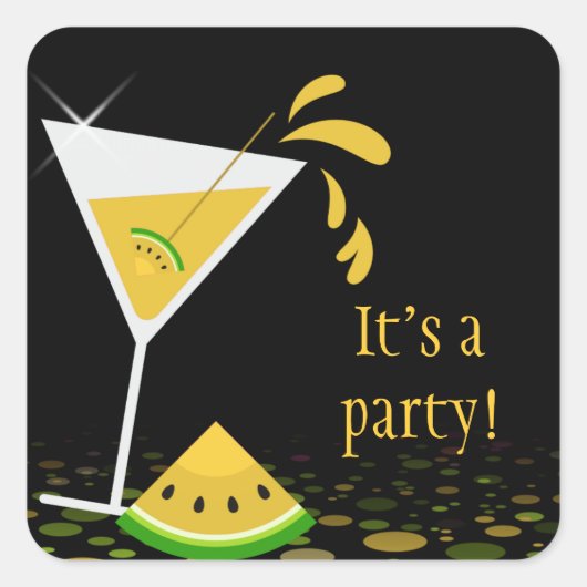Yellow Watermelon Martini Cocktail Party Sticker (Vorderseite)
