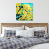 Yellow Wattle art native australische Blume Leinwa Leinwanddruck (Insitu (Schlafzimmer))