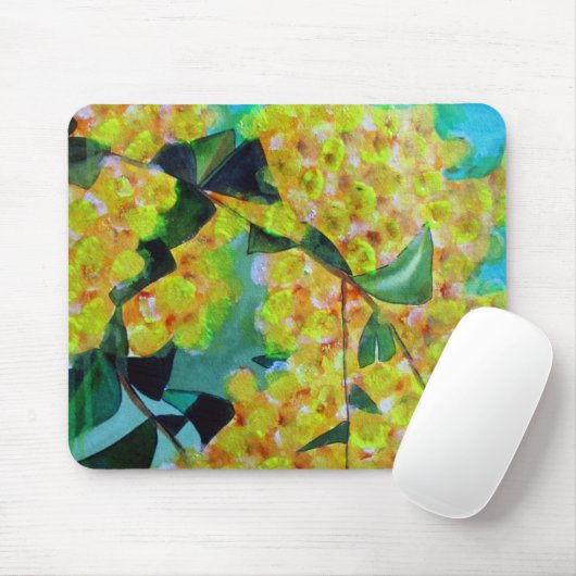 Yellow Wattle, australische Blume Mousepad (Mit Mouse)