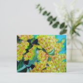 Yellow Wattle, australische Blume Postkarte (Stehend Vorderseite)
