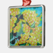 Yellow Wattle, australische Blume Silbernes Ornament (Links)