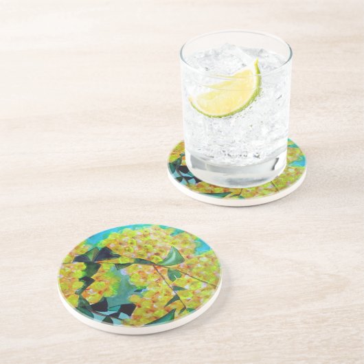 Yellow Wattle, australische Blume Untersetzer (Seite)