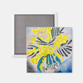 Yellow Wattle - australischer Kunstmagnet für die  Magnet (Vorderseite/Rückseite)