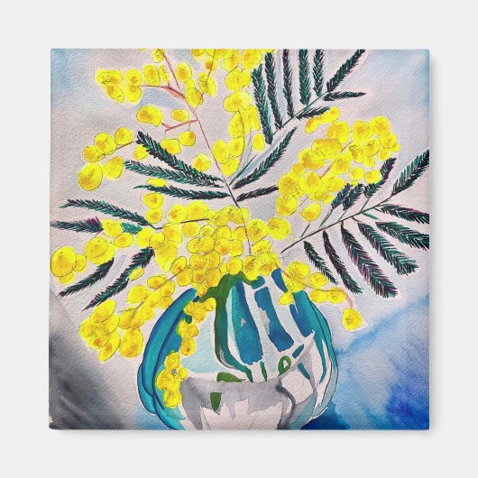Yellow Wattle - australischer Kunstmagnet für die  Magnet (Vorne)