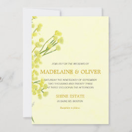 Yellow Wattle Botanical Simple Modern Wedding Einladung