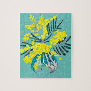 Yellow Wattle Mimosa australische Blume Art Puzzle