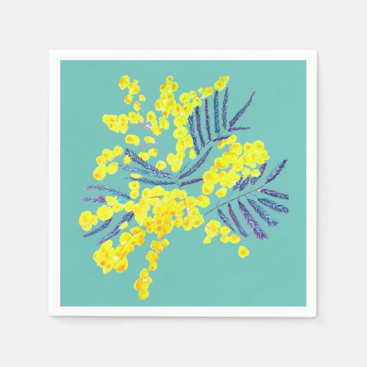 Yellow Wattle mimosa Blume Art Serviette (Vorderseite)