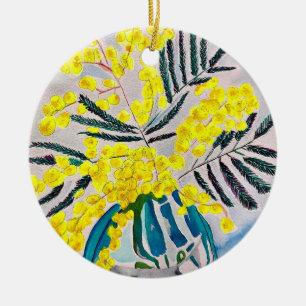 Yellow Wattle native australische Blume art Keramik Ornament