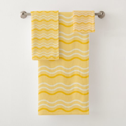 Yellow Wave Pattern Towel Badhandtuch Set (Insitu)