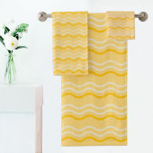 Yellow Wave Pattern Towel Badhandtuch Set