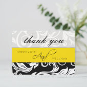 Yellow Wedding Danke-Card Dankeskarte (Stehend Vorderseite)