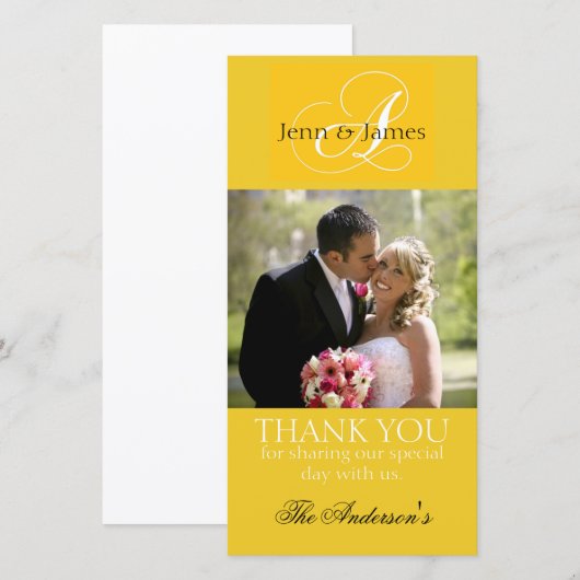 Yellow Wedding danke dir Bride Groom Foto Cards (Vorne/Hinten)