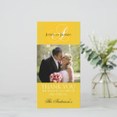 Yellow Wedding danke dir Bride Groom Foto Cards (Stehend Vorderseite)