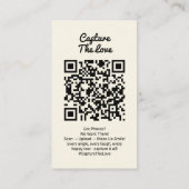 Yellow Wedding Photo Sharing Capture Love QR Code  Visitenkarte (Rückseite)