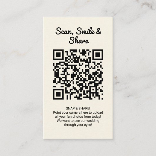 Yellow Wedding Photo Sharing Capture Love QR Code  Visitenkarte (Vorderseite)
