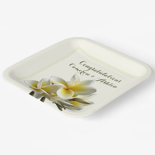 Yellow Wedding Plumeria Blume Glückwunschs Pappteller (Gewinkelt)