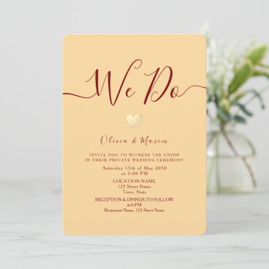 Yellow Wedding Reception Einladung (Stehend Vorderseite)