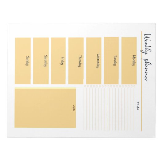 Yellow Weekekly Planner Notepad Notizblock (Vorderseite)