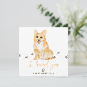 Yellow Welsh Corgi Dog Mum Puppy Pers Birthday Karte (Stehend Vorderseite)