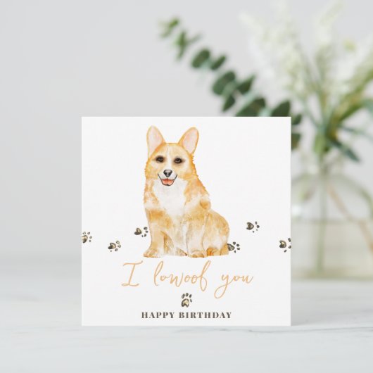 Yellow Welsh Corgi Dog Mum Puppy Pers Birthday Karte (Stehend Vorderseite)