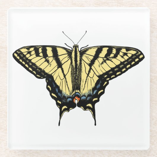 Yellow Western Swallowtail Butterfly Customizeable Glasuntersetzer (Vorderseite)