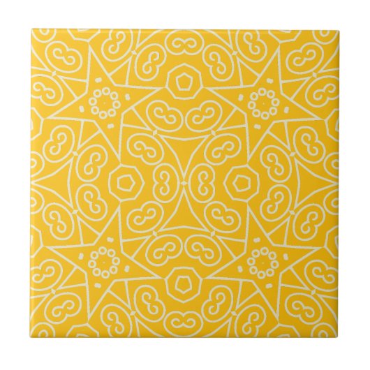 Yellow & White Abstract Geometric Pattern Fliese (Vorderseite)