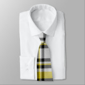 Yellow White and Black Pläd Tie Krawatte (Gebunden)