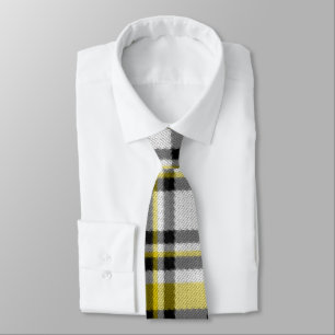 Yellow White and Black Pläd Tie Krawatte