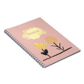 Yellow White Black Calm Blume Poster Spirale Notizblock (Rechte Seite)