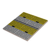 Yellow White Black Greek Key Fret Pattern Design  Fliese (Seite)
