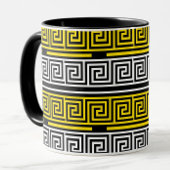Yellow White Black Greek Key Fret Pattern Design  Tasse