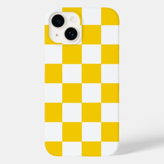 Yellow White Checkered Karo Muster iPhone Case (Rückseite)