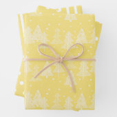 Yellow White Christmas Trees Polka Dots Strip Geschenkpapier Set (Beispiel)