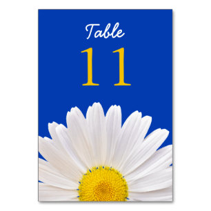 Yellow White Cobalt Shasta Daisy Blume Wedding Tischnummer
