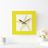 Yellow White Cool Quadratische Wanduhr (Zuhause)